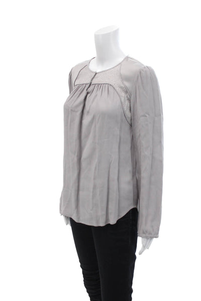 Comptoir Des Cotonniers Womens Long Sleeve Scoop Neck Shirt Gray Size IT 38