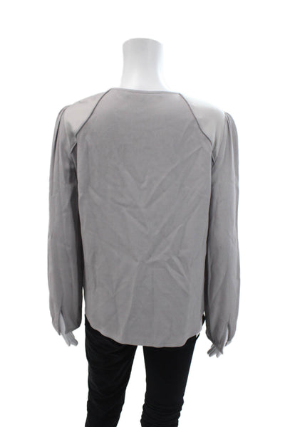 Comptoir Des Cotonniers Womens Long Sleeve Scoop Neck Shirt Gray Size IT 38