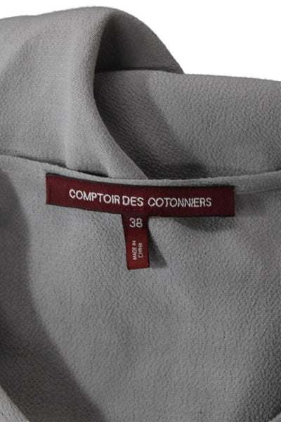 Comptoir Des Cotonniers Womens Long Sleeve Scoop Neck Shirt Gray Size IT 38