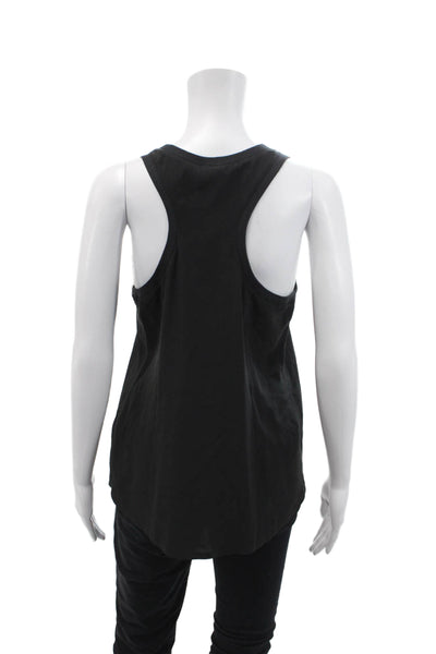 Joie Womens Scoop Neck Ribbed Knit Trim Silk Tank Top Black Size Small