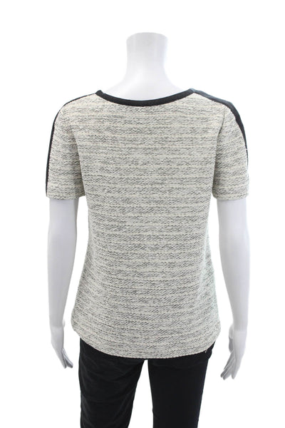 Comptoir Des Cotonniers Womens Short Sleeve Scoop Neck Blouse White Black Medium