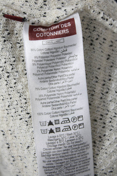 Comptoir Des Cotonniers Womens Short Sleeve Scoop Neck Blouse White Black Medium