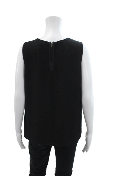 Comptoir Des Cotonniers Womens Back Zip Scoop Neck Knit Top Black Size Small