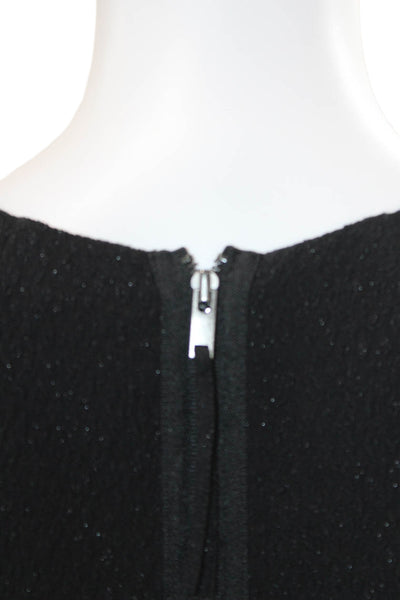 Comptoir Des Cotonniers Womens Back Zip Scoop Neck Knit Top Black Size Small