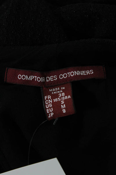 Comptoir Des Cotonniers Womens Back Zip Scoop Neck Knit Top Black Size Small