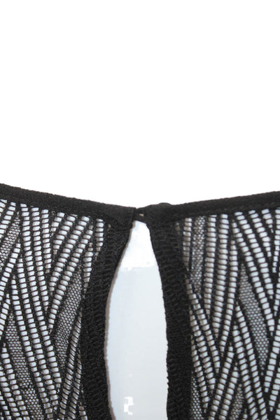 Comptoir Des Cotonniers Womens 3/4 Sleeve Scoop Neck Lace Trim Top Black Size XS