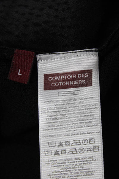Comptoir Des Cotonniers Womens Long Sleeve Scoop Neck Sweater Black Size Large