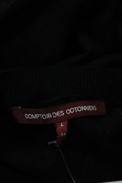 Comptoir Des Cotonniers Womens Long Sleeve Scoop Neck Sweater Black Size Large