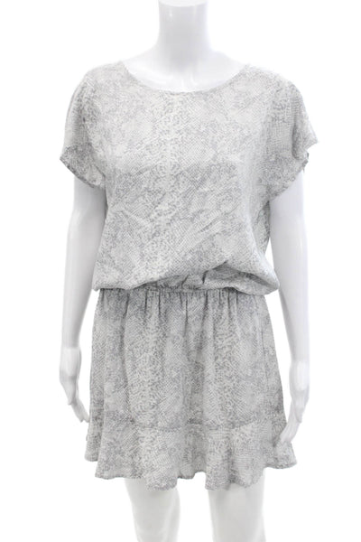 Soft Joie Womens Short Sleeve Scoop Neck Snakeskin Printed Dress Gray Medium