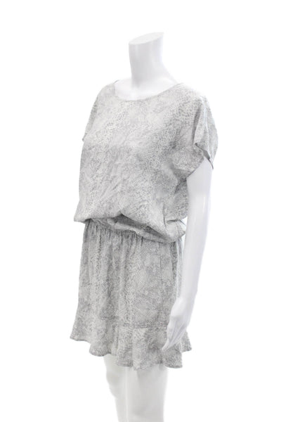 Soft Joie Womens Short Sleeve Scoop Neck Snakeskin Printed Dress Gray Medium