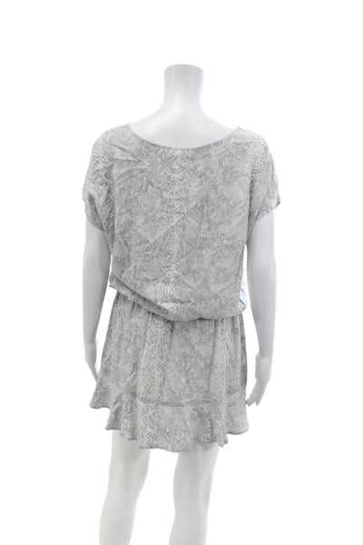 Soft Joie Womens Short Sleeve Scoop Neck Snakeskin Printed Dress Gray Medium