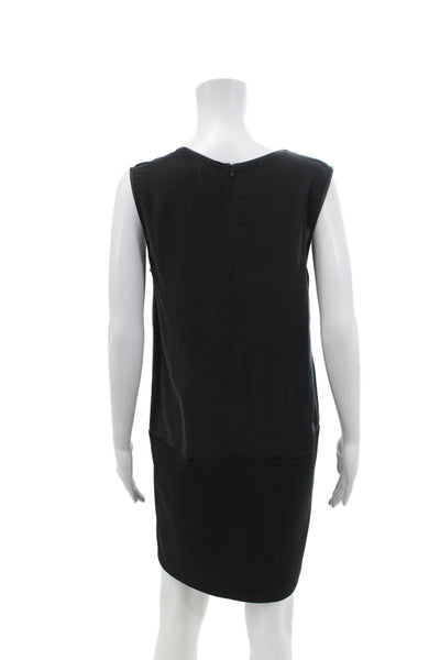 Comptoir Des Cotonniers Womens Back Zip V Neck Silk Shift Dress Black Size IT 38
