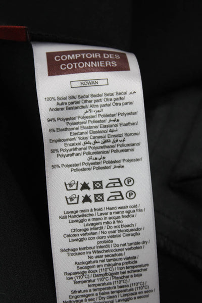 Comptoir Des Cotonniers Womens Back Zip V Neck Silk Shift Dress Black Size IT 38