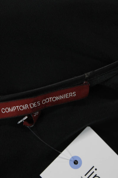 Comptoir Des Cotonniers Womens Back Zip V Neck Silk Shift Dress Black Size IT 38