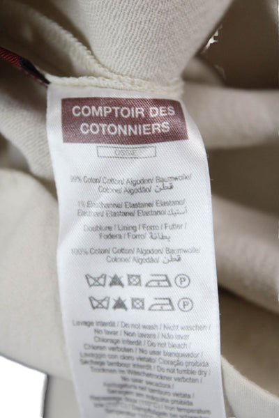Comptoir Des Cotonniers Womens Sleeveless V Neck Shift Dress White Cotton Size 2
