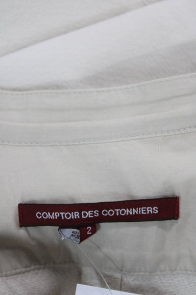 Comptoir Des Cotonniers Womens Sleeveless V Neck Shift Dress White Cotton Size 2