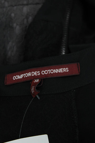 Comptoir Des Cotonniers Womens Cuffed Short Sleeve Silk Shift Dress Black IT 38