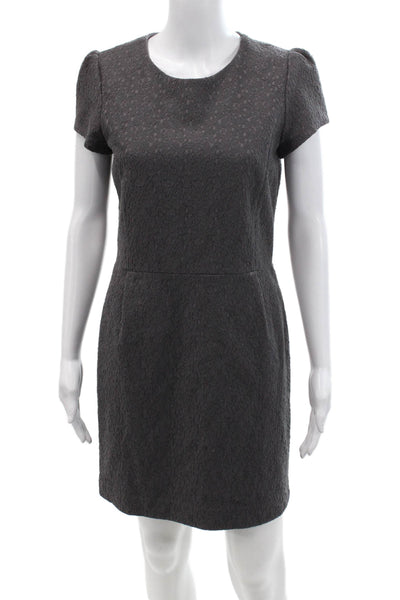 Comptoir Des Cotonniers Womens Short Sleeve Crew Neck Sheath Dress Gray Size 2