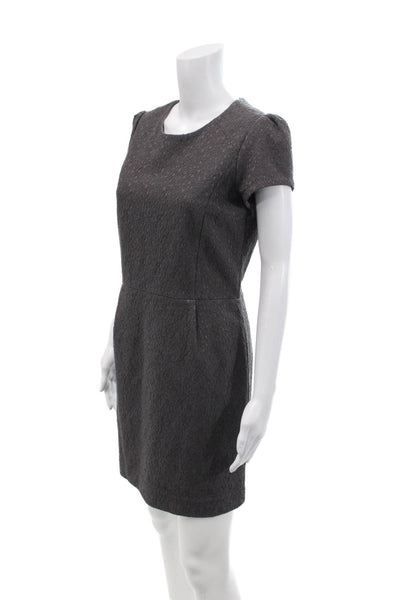 Comptoir Des Cotonniers Womens Short Sleeve Crew Neck Sheath Dress Gray Size 2