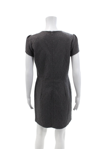 Comptoir Des Cotonniers Womens Short Sleeve Crew Neck Sheath Dress Gray Size 2