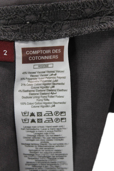 Comptoir Des Cotonniers Womens Short Sleeve Crew Neck Sheath Dress Gray Size 2