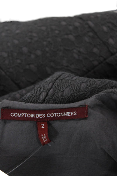 Comptoir Des Cotonniers Womens Short Sleeve Crew Neck Sheath Dress Gray Size 2