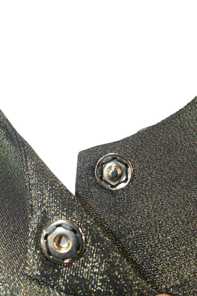 Cavalli Class Womens Snap Closure Mid Length Metallic Topper Jacket Green Size 6