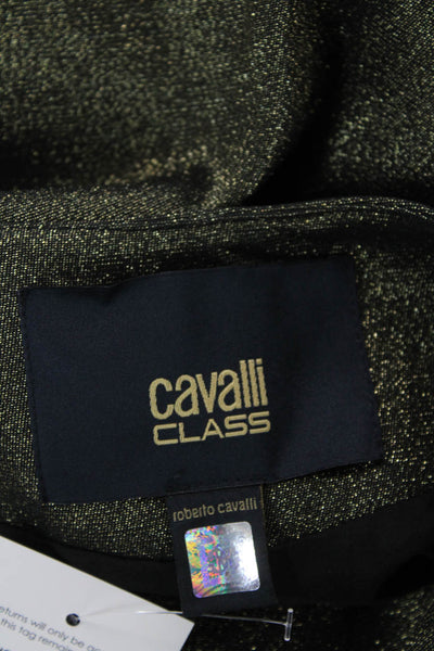 Cavalli Class Womens Snap Closure Mid Length Metallic Topper Jacket Green Size 6