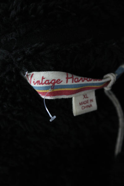 Vintage Havana Womens Long Sleeves Button Down Shirt Black Size Extra Large
