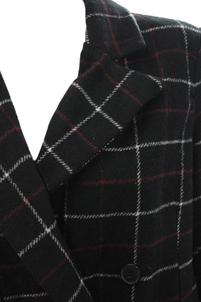 Lioness Womens Plaid Double Breasted Blazer Jacket Black Red Size Large