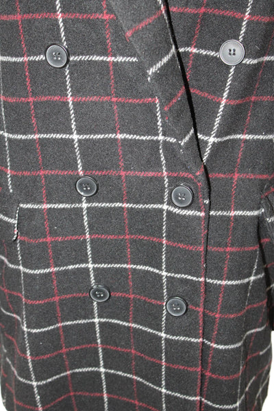 Lioness Womens Plaid Double Breasted Blazer Jacket Black Red Size Large