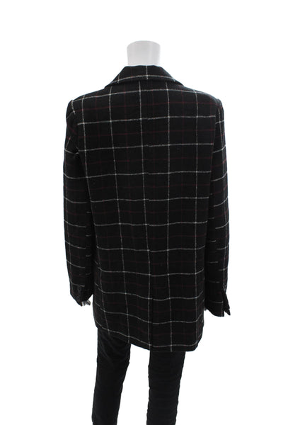 Lioness Womens Plaid Double Breasted Blazer Jacket Black Red Size Large