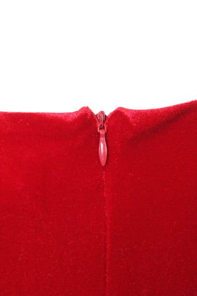 Alexia Admor Womens Velvet Ruched Long Sleeves V Neck Body Con Dress Red Size 1X