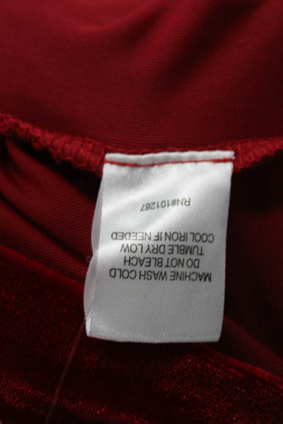 Alexia Admor Womens Velvet Ruched Long Sleeves V Neck Body Con Dress Red Size 1X