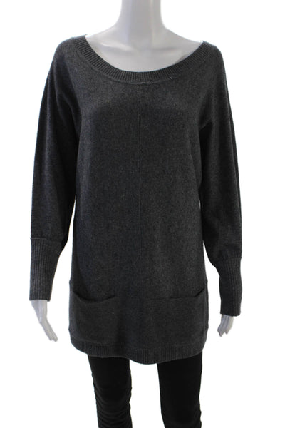 Juicy Couture Womens Scoop Neck 3/4 Sleeve Knit Sweatshirt Gray Size Small