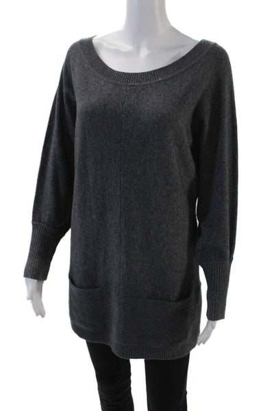 Juicy Couture Womens Scoop Neck 3/4 Sleeve Knit Sweatshirt Gray Size Small