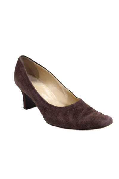 Ralph Lauren Womens Leather Rounded Toe Slip-On Pump Heels Brown Size 7.5