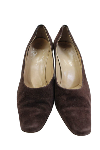 Ralph Lauren Womens Leather Rounded Toe Slip-On Pump Heels Brown Size 7.5