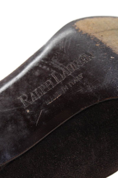 Ralph Lauren Womens Leather Rounded Toe Slip-On Pump Heels Brown Size 7.5