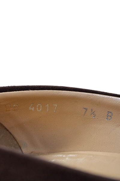 Ralph Lauren Womens Leather Rounded Toe Slip-On Pump Heels Brown Size 7.5
