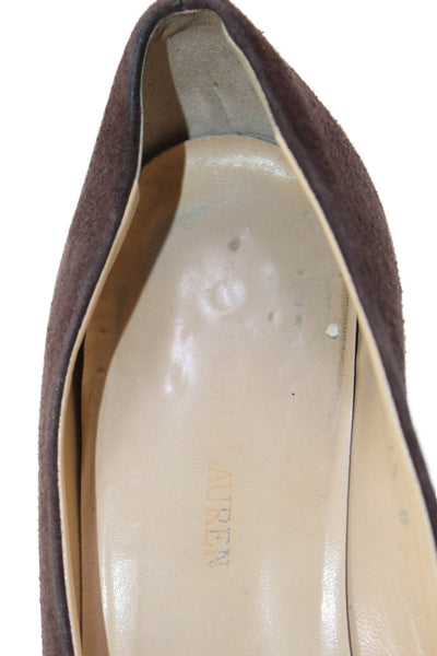 Ralph Lauren Womens Leather Rounded Toe Slip-On Pump Heels Brown Size 7.5