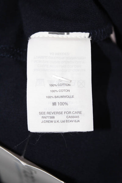 J Crew Womens Striped Trim Sleeveless Tank Top Navy Blue White Cotton Size Large