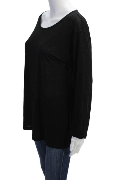 T Alexander Wang Womens Long Sleeves Pullover Tee Shirt Black Wool Size Medium
