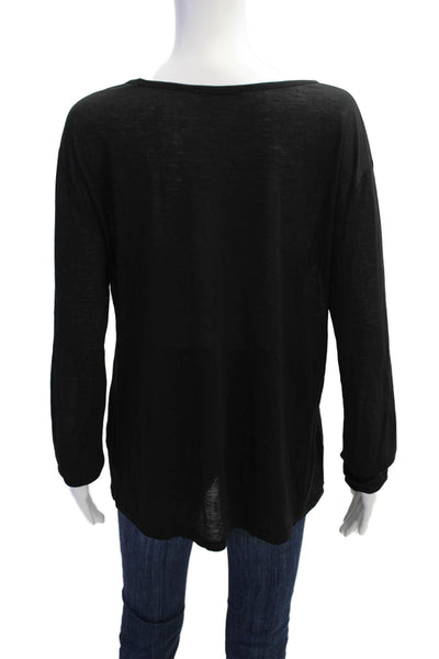 T Alexander Wang Womens Long Sleeves Pullover Tee Shirt Black Wool Size Medium