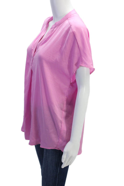 Renuar Womens Short Sleeve V Neck Lightweight Blouse Pink Size Large