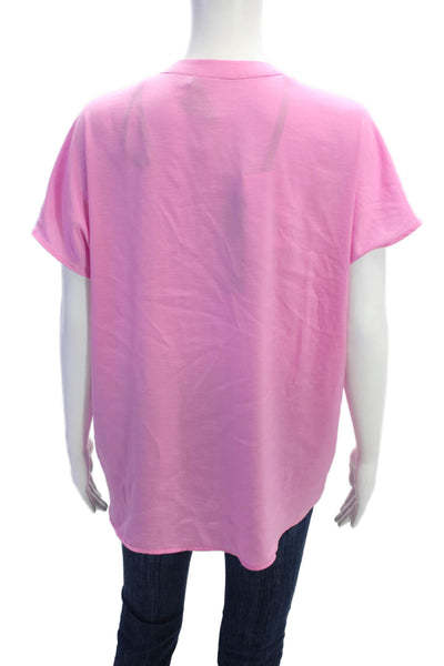 Renuar Womens Short Sleeve V Neck Lightweight Blouse Pink Size Large