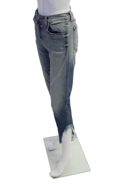 J Brand Womens Zipper Fly Distressed Fringe Cropped Jeans Blue Denim Size 29