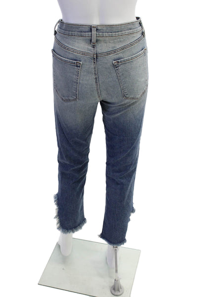 J Brand Womens Zipper Fly Distressed Fringe Cropped Jeans Blue Denim Size 29
