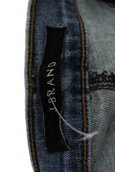 J Brand Womens Zipper Fly Distressed Fringe Cropped Jeans Blue Denim Size 29