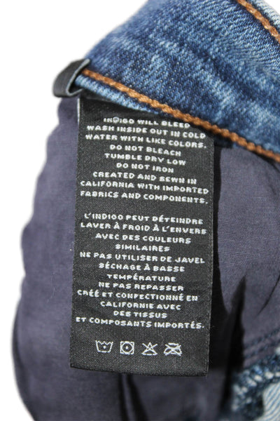 J Brand Womens Zipper Fly Distressed Fringe Cropped Jeans Blue Denim Size 29